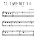 Téléchargez l'arrangement pour piano de la partition de Traditionnel-A-B-C-D-wenn-ich-dich-seh- en PDF